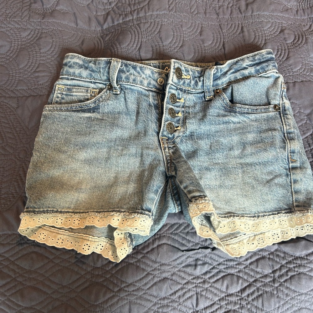 Women's Denim Shorts with Lace Trim